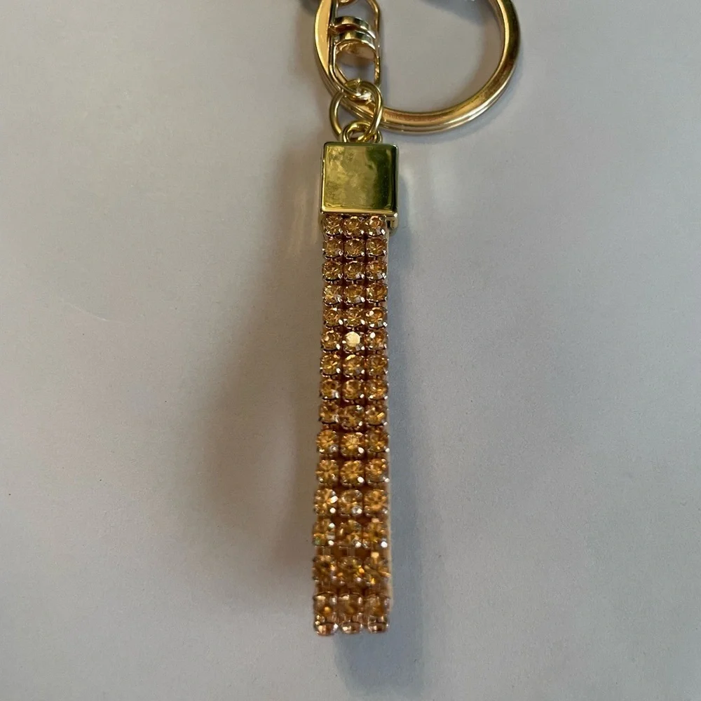 Gold and Black Pom Pom Keychain With 3 Charms – New